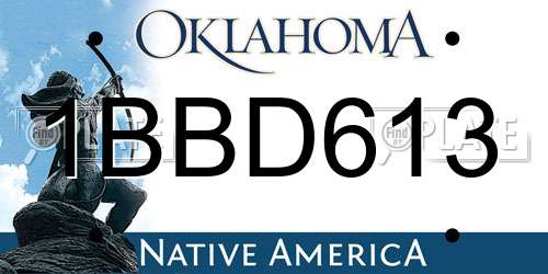1BBD613 Oklahoma License Plate