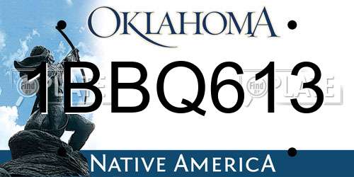 1BBQ613 Oklahoma License Plate
