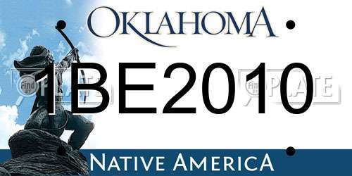 1BE2010 Oklahoma License Plate
