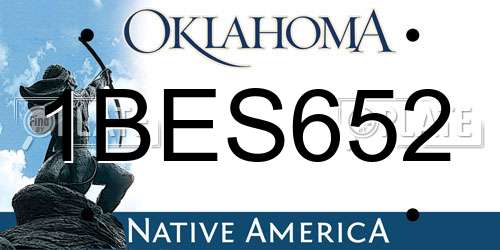 1BES652 Oklahoma License Plate