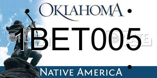 1BET005 Oklahoma License Plate