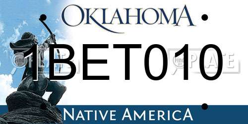 1BET010 Oklahoma License Plate