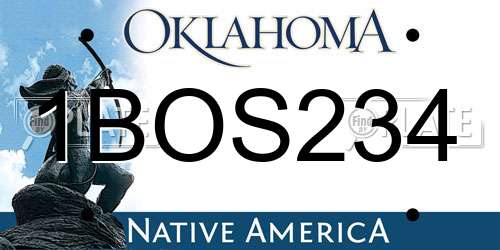 1BOS234 Oklahoma License Plate