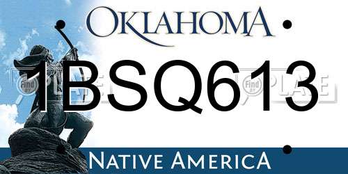 1BSQ613 Oklahoma License Plate