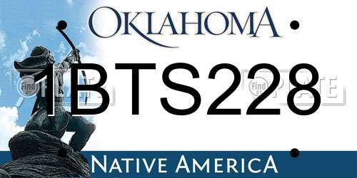 1BTS228 Oklahoma License Plate