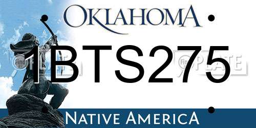 1BTS275 Oklahoma License Plate
