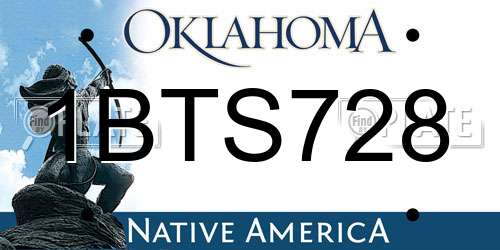1BTS728 Oklahoma License Plate