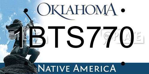 1BTS770 Oklahoma License Plate