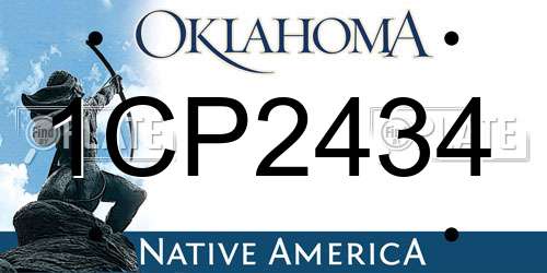 1CP2434 Oklahoma License Plate