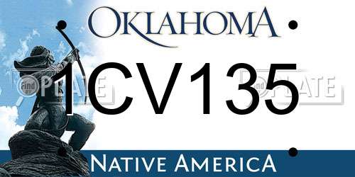 1CV135 Oklahoma License Plate