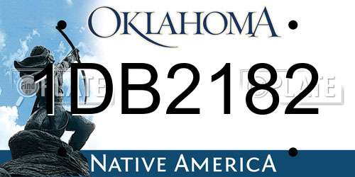 1DB2182 Oklahoma License Plate