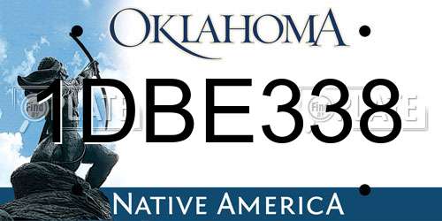 1DBE338 Oklahoma License Plate
