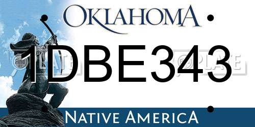 1DBE343 Oklahoma License Plate