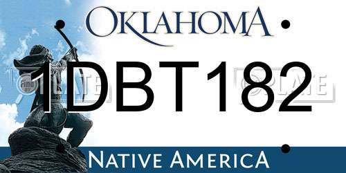 1DBT182 Oklahoma License Plate
