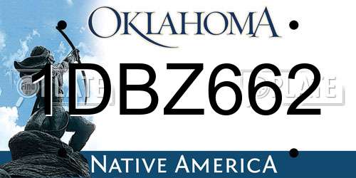 1DBZ662 Oklahoma License Plate