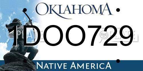 1DOO729 Oklahoma License Plate