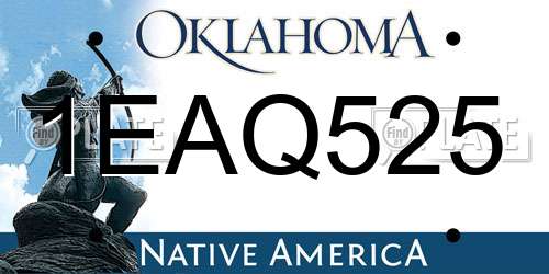 1EAQ525 Oklahoma License Plate