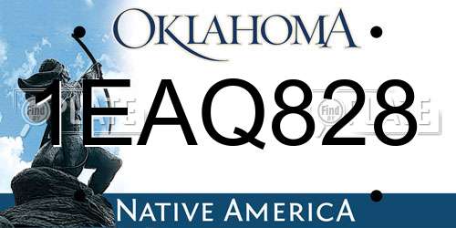 1EAQ828 Oklahoma License Plate