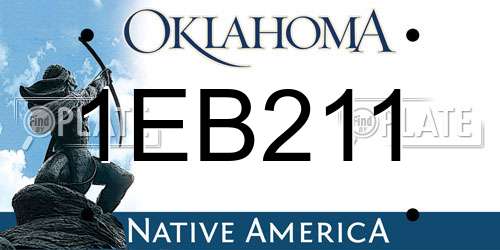 1EB211 Oklahoma License Plate