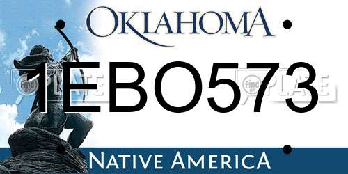 1EBO573 Oklahoma License Plate