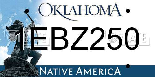 1EBZ250 Oklahoma License Plate