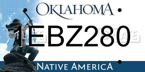 1EBZ280 Oklahoma License Plate