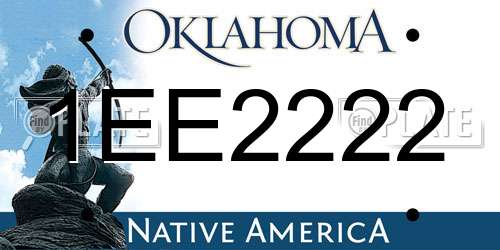 1EE2222 Oklahoma License Plate