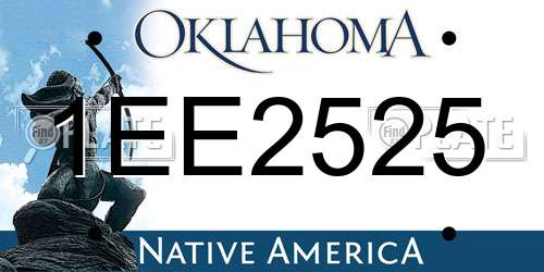 1EE2525 Oklahoma License Plate