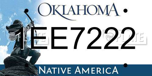 1EE7222 Oklahoma License Plate