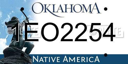 1EO2254 Oklahoma License Plate