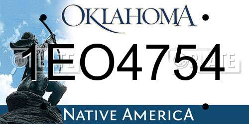1EO4754 Oklahoma License Plate