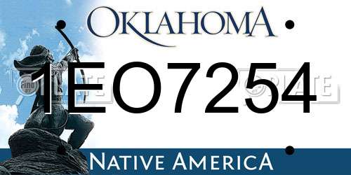 1EO7254 Oklahoma License Plate