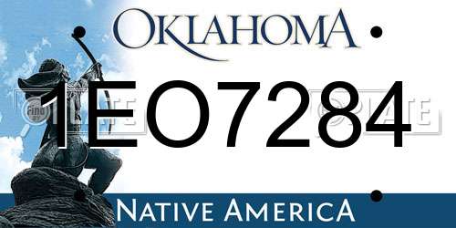 1EO7284 Oklahoma License Plate