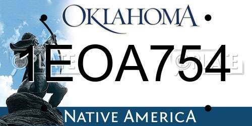1EOA754 Oklahoma License Plate