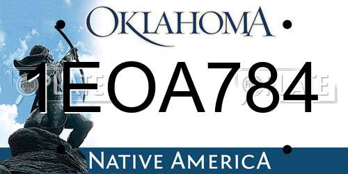 1EOA784 Oklahoma License Plate
