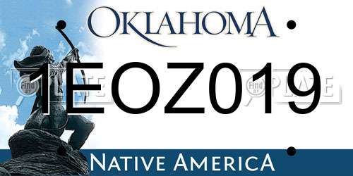 1EOZ019 Oklahoma License Plate