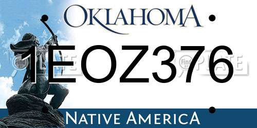 1EOZ376 Oklahoma License Plate