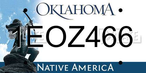 1EOZ466 Oklahoma License Plate