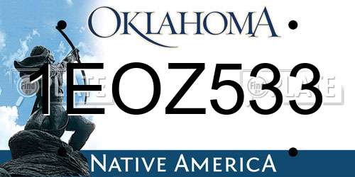 1EOZ533 Oklahoma License Plate