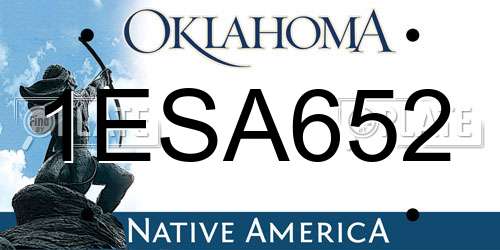 1ESA652 Oklahoma License Plate