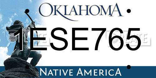 1ESE765 Oklahoma License Plate