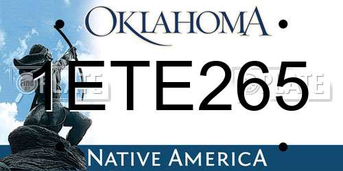 1ETE265 Oklahoma License Plate