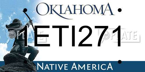 1ETI271 Oklahoma License Plate