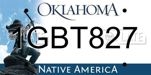 1GBT827 Oklahoma License Plate