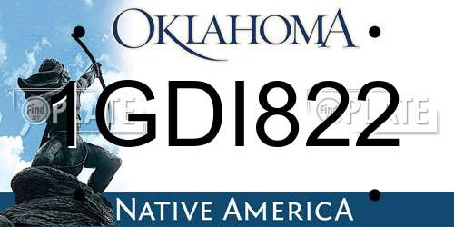 1GDI822 Oklahoma License Plate
