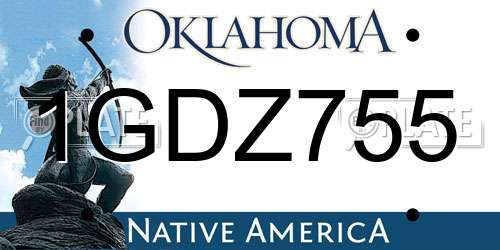 1GDZ755 Oklahoma License Plate