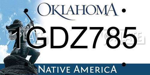 1GDZ785 Oklahoma License Plate