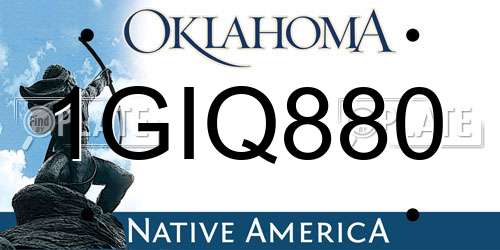 1GIQ880 Oklahoma License Plate