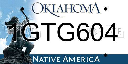 1GTG604 Oklahoma License Plate