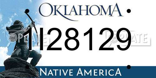1I28129 Oklahoma License Plate